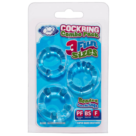 Cockring Combo Beaded - Clear | 635346638312 | Available at EroticWarehouse.com