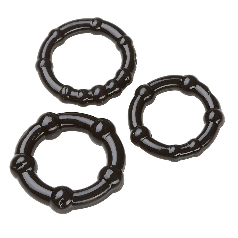 Cockring Combo Beaded - Black | 635346638411 | Available at EroticWarehouse.com