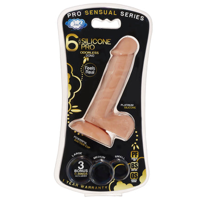 Pro Sensual Series 6 Inch Silicone Pro Odorless Dong - Tan | 685239852837 | Available at EroticWarehouse.com