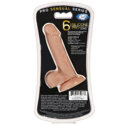 Pro Sensual Series 6 Inch Silicone Pro Odorless Dong - Tan | 685239852837 | Available at EroticWarehouse.com