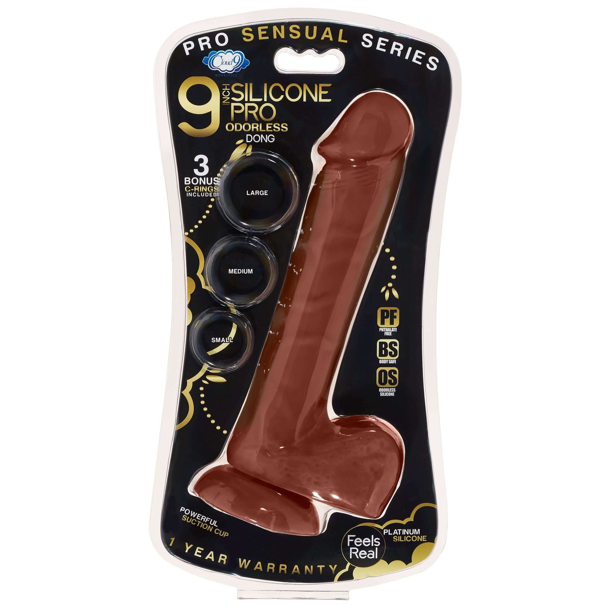 9 Inch Silicone Pro Odorless Dong - Brown | 685239852905 | Available at EroticWarehouse.com