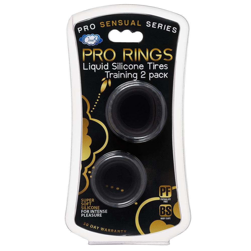 Cloud 9 Pro Rings Liquid Silicone Tires 2 Pack - Black | 853545008969 | Available at EroticWarehouse.com