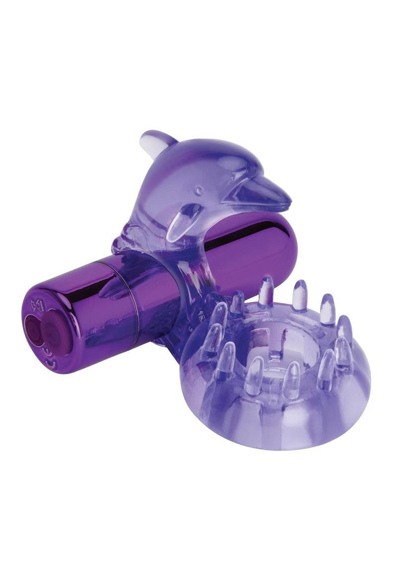 Bodywand Rechargeable Dolphin Ring With Ticklers - Purple | 848416013272 | Available at EroticWarehouse.com