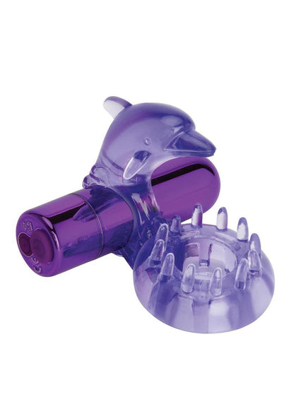 Bodywand Rechargeable Dolphin Ring With Ticklers - Purple | 848416013272 | Available at EroticWarehouse.com