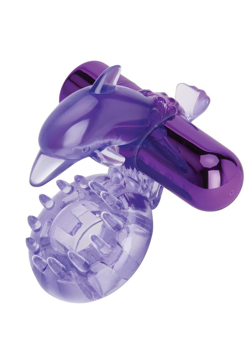 Bodywand Rechargeable Dolphin Ring With Ticklers - Purple | 848416013272 | Available at EroticWarehouse.com