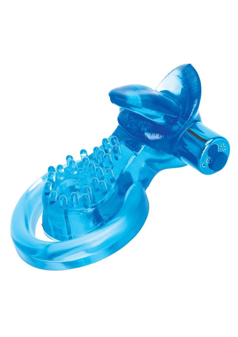 Bodywand Rechargeable Duo Ring With Clit Tickler - Blue | 848416013357 | Available at EroticWarehouse.com