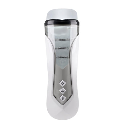 Stroking Buddy Thrusting Vibrating And Spinning Stroker - White | 844477022833 | Available at EroticWarehouse.com