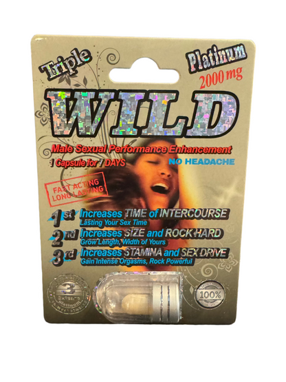 Triple Wild Platinum Male Sexual Enhancement 24 Pack by Tracy Sales 673324966996 available at EroticWarehouse.com