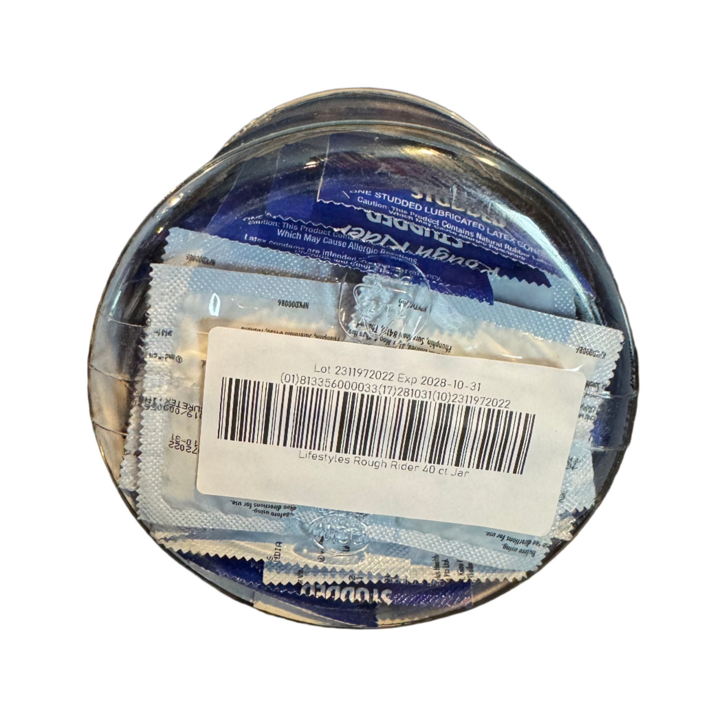 Lifestyles Rough Rider Studded Condoms - 40 Count Jar | 81335600033 | Available at EroticWarehouse.com