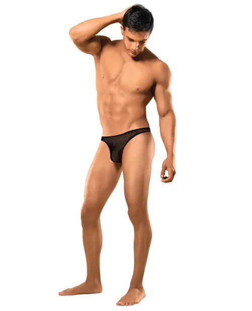 Male Power Bong Thong Stretch Net Black Small-Medium | 845830041706 | Available at EroticWarehouse.com