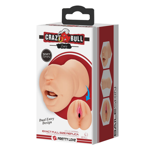 Zoey Mouth And Pussy Style Masturbator Sleeve - Light | 6959532329216 | Available at EroticWarehouse.com