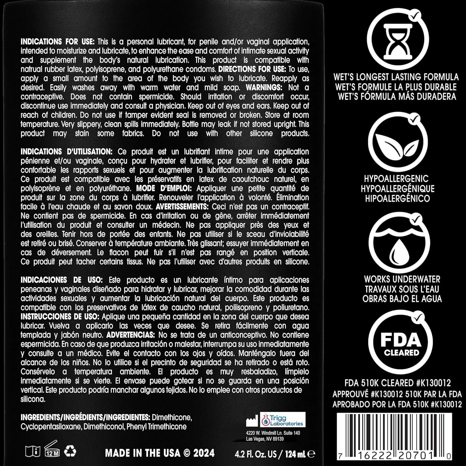 Wet Platinum - Luxury Silicone Based Lubricant 8 Oz | 716222270069 | Available at EroticWarehouse.com